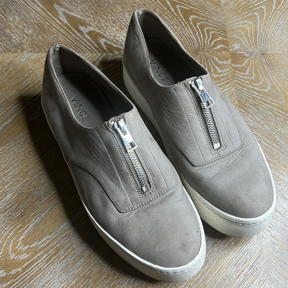 VINCE Grey Platform Zipper Sneaker Shoes 7